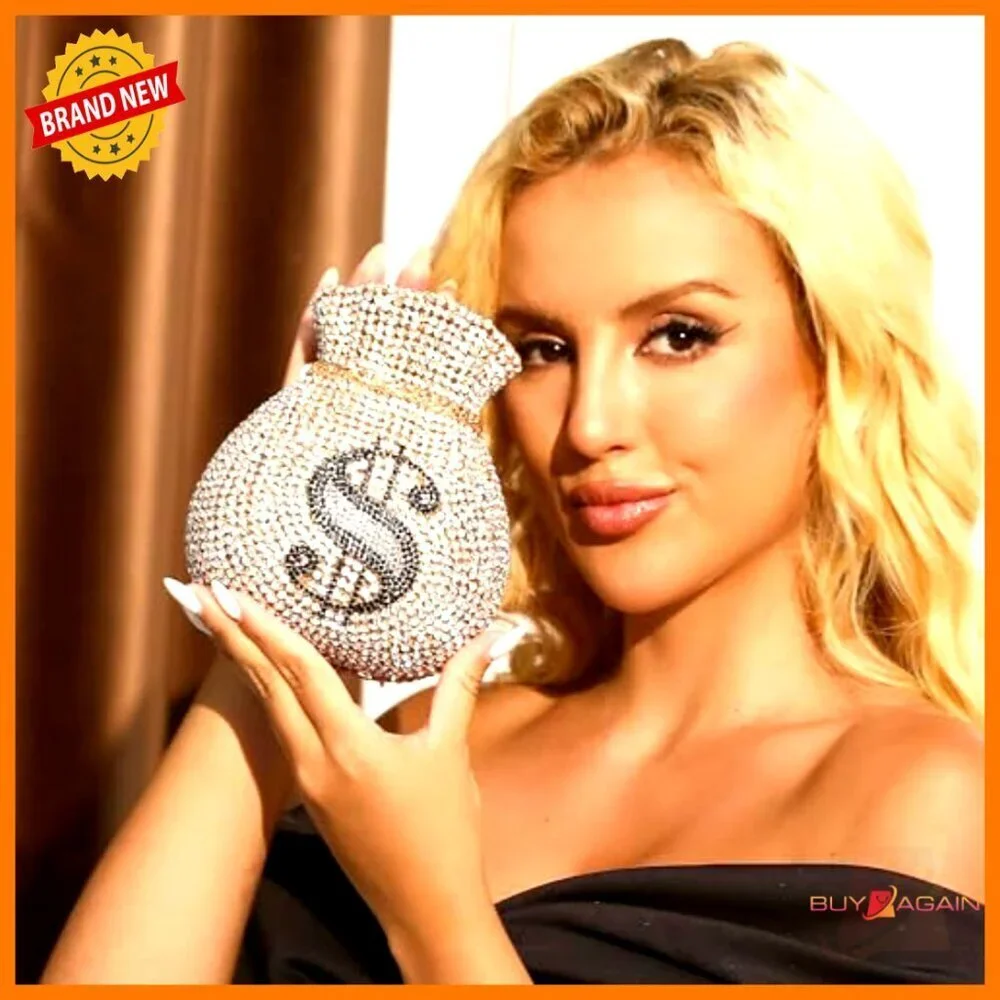 Mini Crystal Clutch Evening Bag with Chain Strap for Parties Weddings